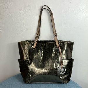 Michael Kors Jet Set East West Mirror Metallic Bronze Color Tote